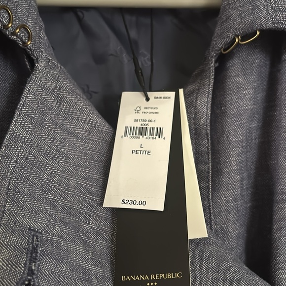 Banana Republic Women's Blue Trench coat  Size LP - Picture 3 of 4